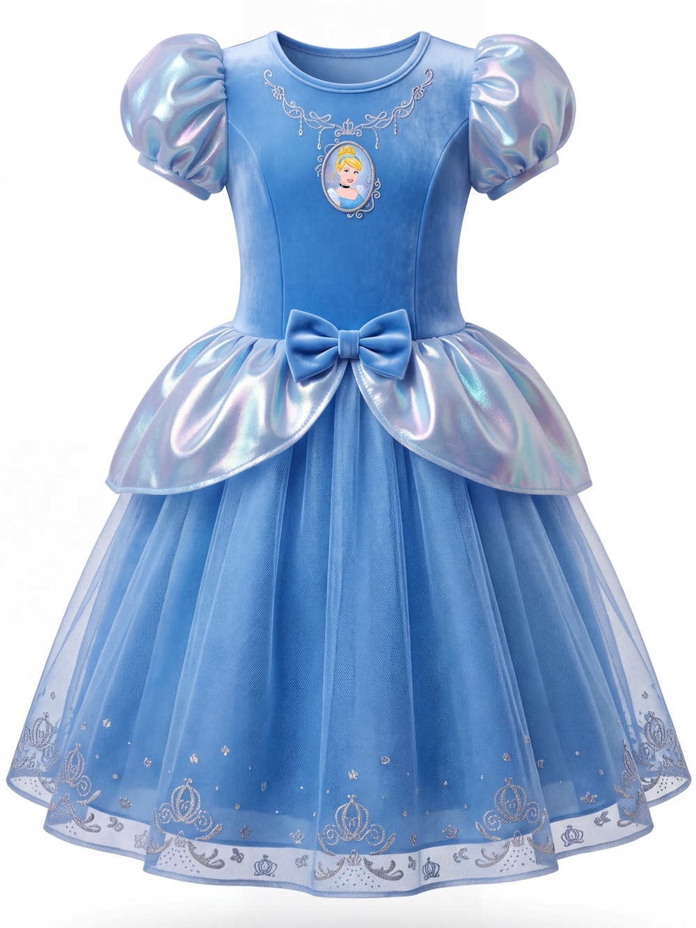 Disney Princess Cinderella Costume Tulle Velvet embroidered glitter dress sz 6x
